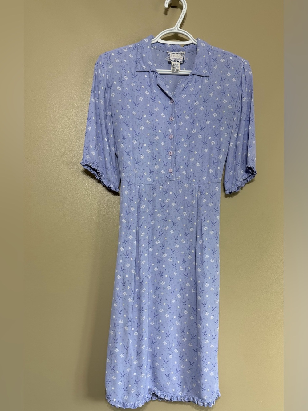 Vintage 90’s April Cornell Floral Powder Blue CottageCore Button Top Dress